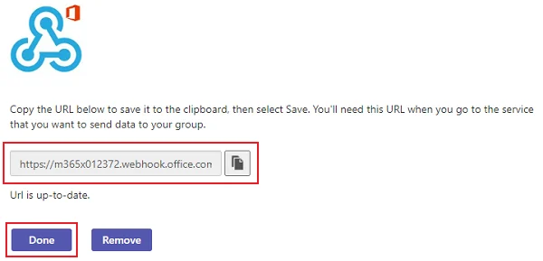 Microsoft Teams integration setup screen
