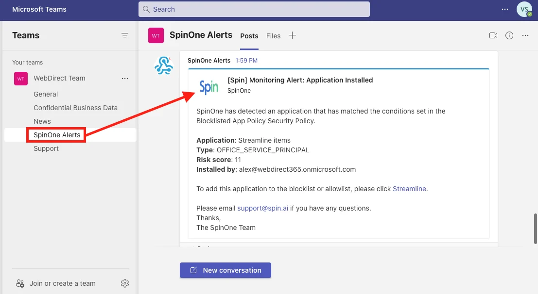 Microsoft Teams channels overview screen