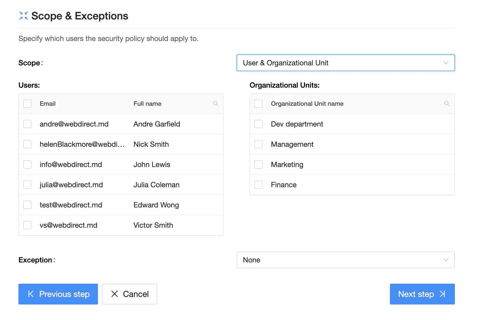 Scope Exceptions in Posture Policies | Spin.AI Scope exceptions settings in posture management policies