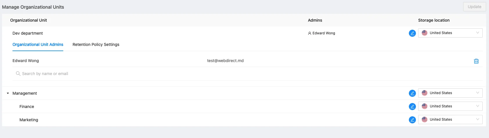Retention policy settings interface in SpinOne for Google Workspace backup