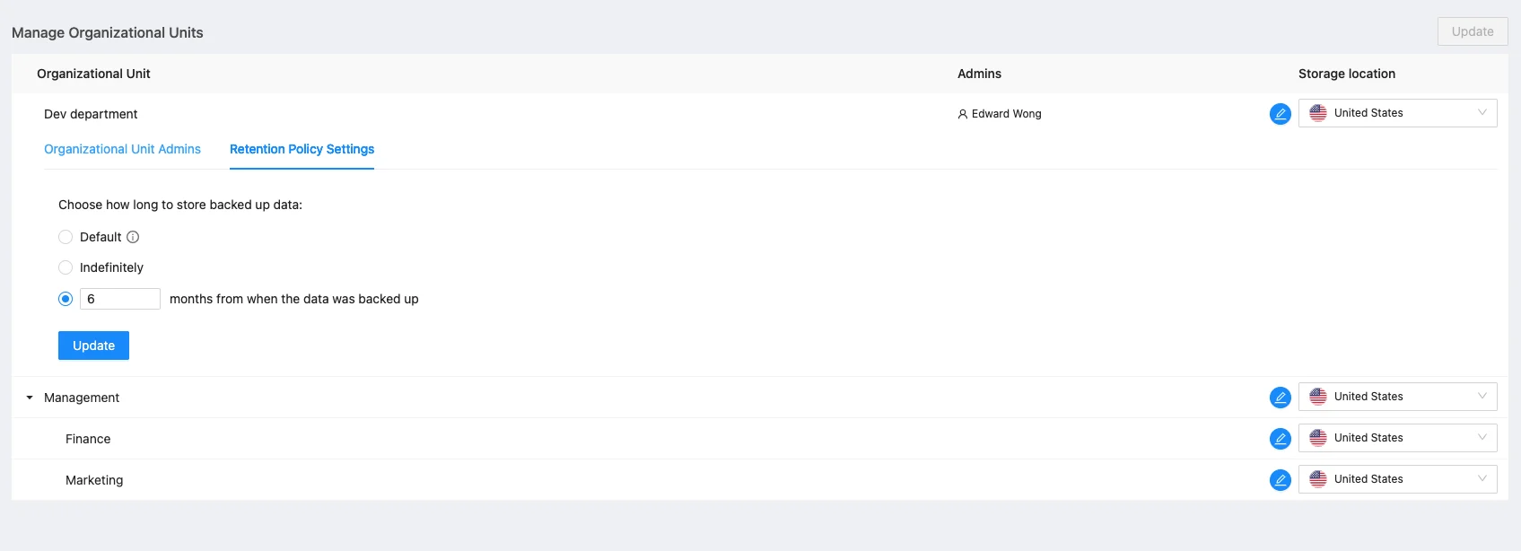 Additional retention policy configuration details in SpinOne for Google Workspace backup