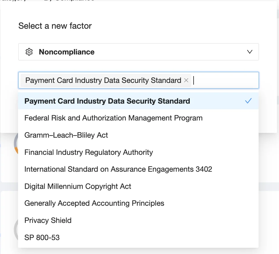 Add new risk factor interface | Spin.AI Interface to add a new risk factor in SpinOne risk assessment overview