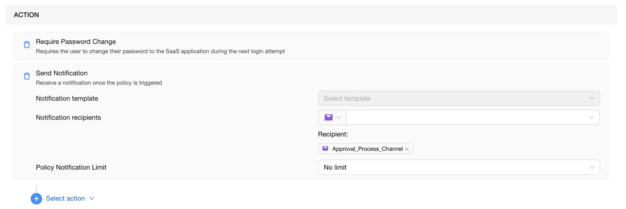 Activity Policy Actions | Spin.AI Activity action settings for activity policy in G Workspace on Spin.AI platform