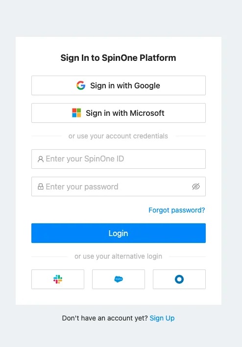 Slack Workspace Sign Up | Spin.AI Sign up screen for registering your Slack workspace with Spin.AI