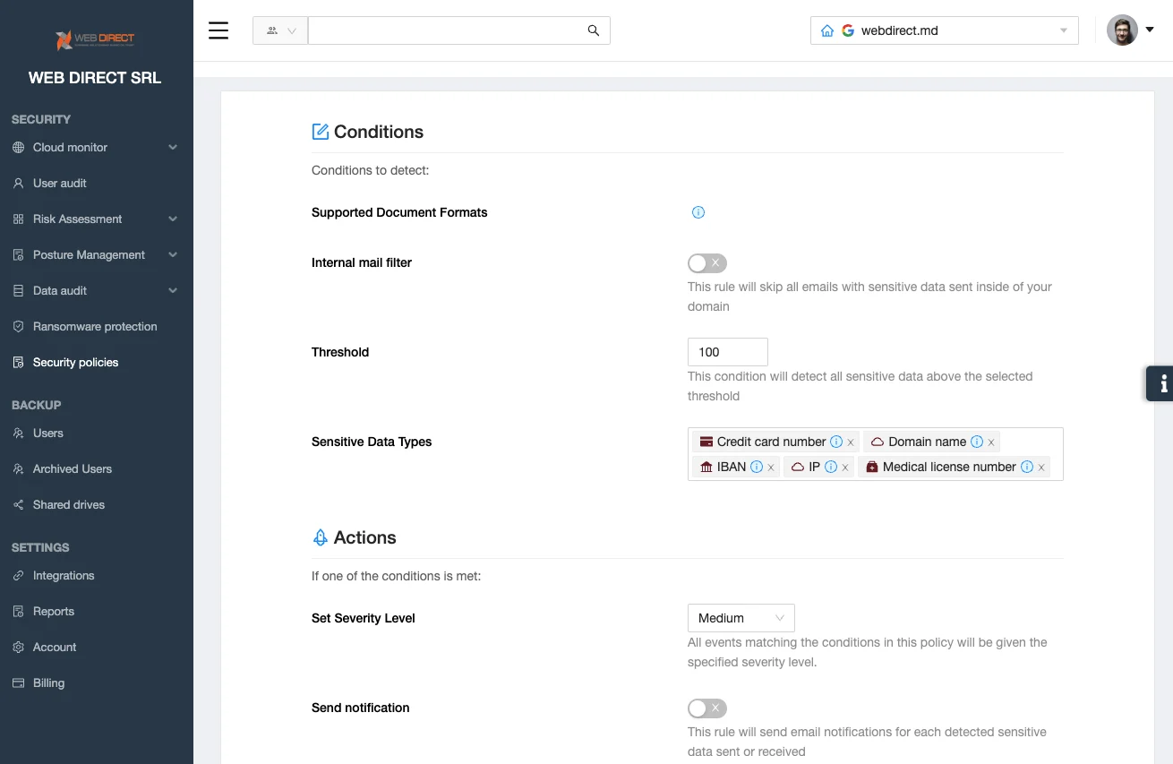 Sensitive data detection dashboard from Spin.AI Q2 2023 recap