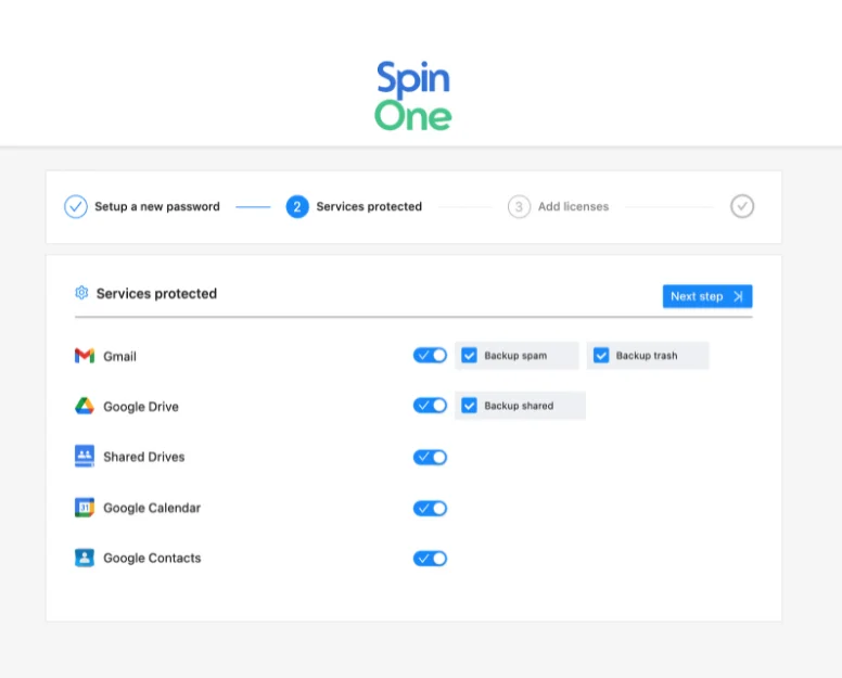 Screen shot of SpinOne Microsoft 365 business account sign-up final step