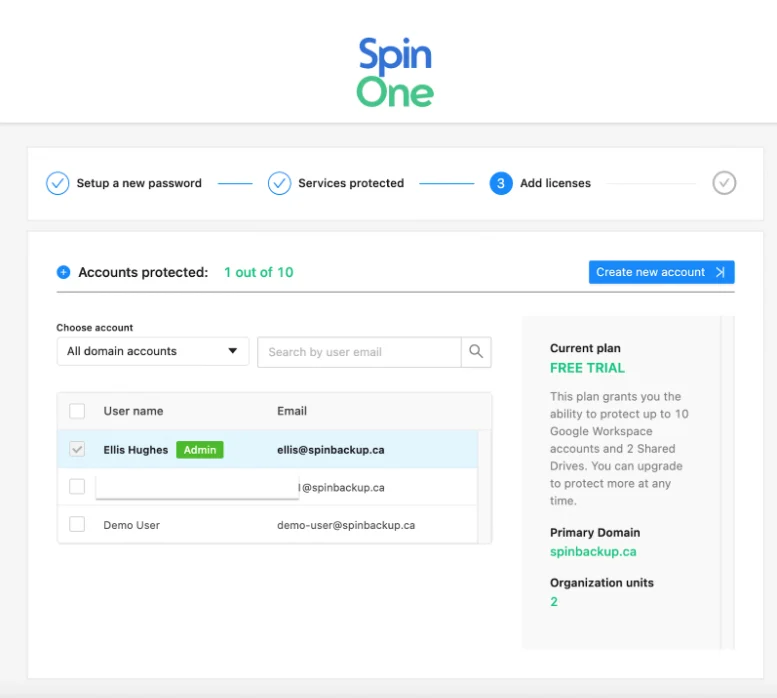 Google Workspace Sign-Up Success | Spin.AI Google Workspace business account sign-up screen showing success message