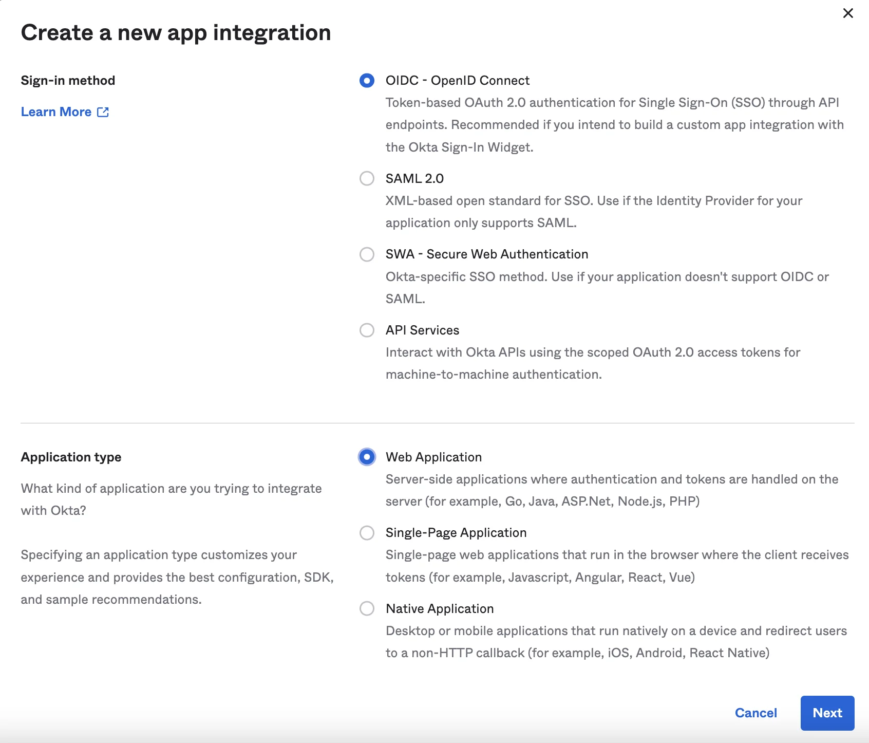 OIDC Web Settings for SpinOne Okta Integration | Spin.AI Screenshot showing OIDC web settings for SpinOne integration with Okta
