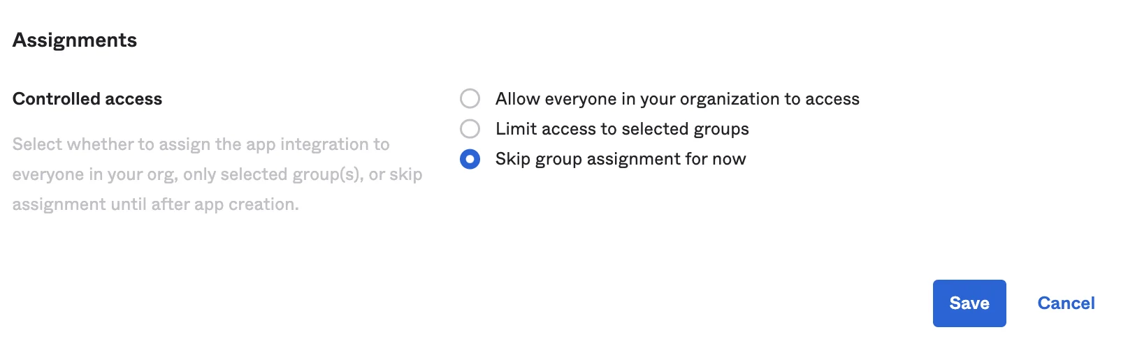 User Assignments in SpinOne Okta Integration | Spin.AI Screenshot of user assignments configuration in Okta for SpinOne