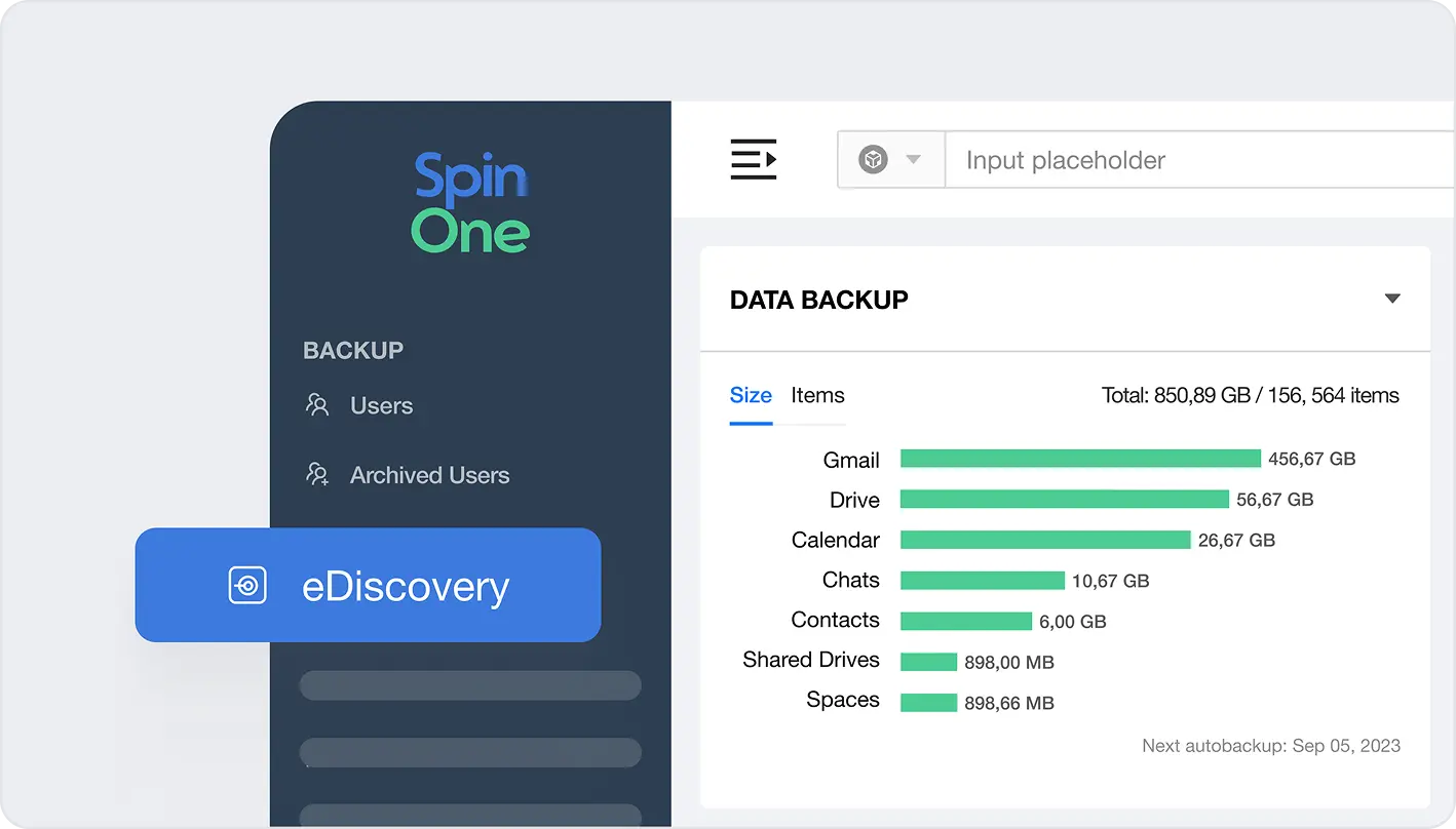 Trusted Secure Backup and Archiving Architecture | Spin.AI SpinOne backup and archiving dashboard with protected data overview and usage charts, highlighting secure SaaS data protection.