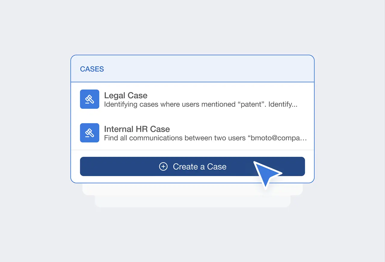 Advantages of eDiscovery from SpinOne | Spin.AI SpinOne Cases view listing Legal and Internal HR cases with a prominent 'Create a Case' button for quick eDiscovery setup.