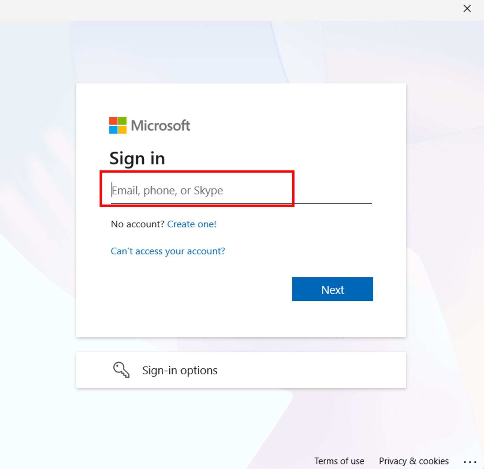 Sign in with Microsoft credentials.