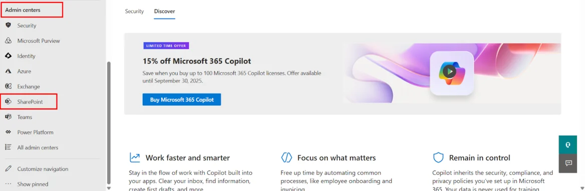 SharePoint admin center