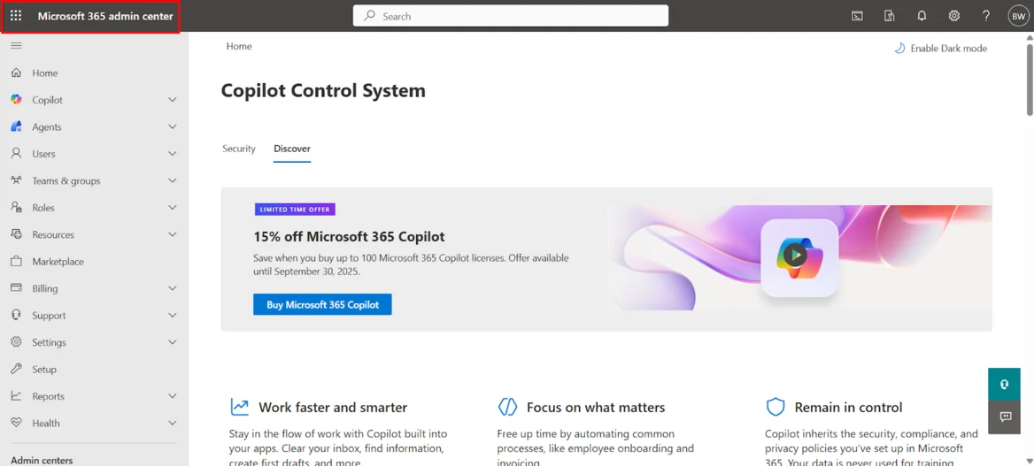 Microsoft 365 Admin Center