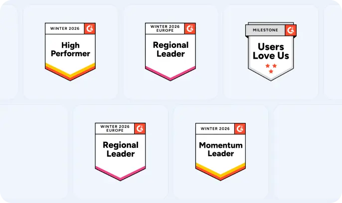 G2 Recognition Badges G2 badges showcasing industry recognition