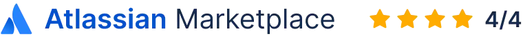 Atlassian Marketplace Rating Display Four-star rating on Atlassian Marketplace