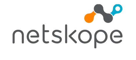 Rivian — Spin.AI customer Netskope logo: gray lowercase wordmark with three interlocking shapes (orange, gray, blue) above.