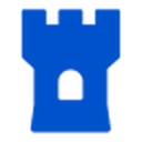 castle | Spin.AI Blue castle fortress icon with a small gate, commonly used to denote security or protection