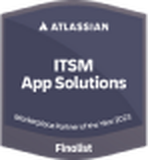 atlassian-itsm-app-solutions | Spin.AI Finalist badge: Atlassian ITSM App Solutions award badge with 'Finalist' text on a dark shield-shaped background