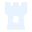 Light blue castle tower with a single arched doorway. (castle icon)
