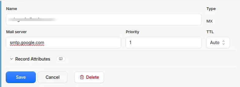 Example MX record on Cloudflare | Spin.AI Example MX record on Cloudflare