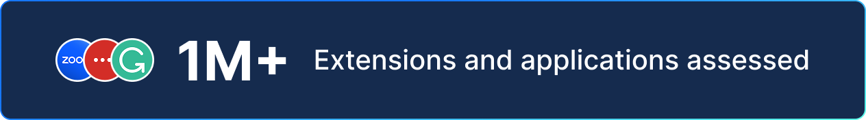 Frame 427319080 | Spin.AI Banner with three overlapping circular logos on the left and the text '1M+ Extensions and applications assessed'.